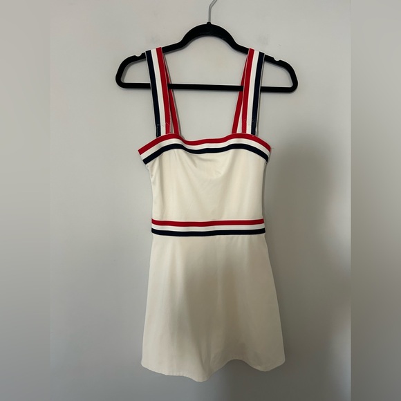 Reformation EcoMove Farrah White Red Blue Workout Dress - Picture 2 of 8
